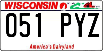 WI license plate 051PYZ