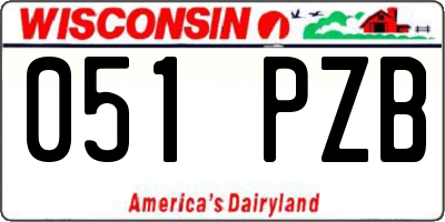 WI license plate 051PZB