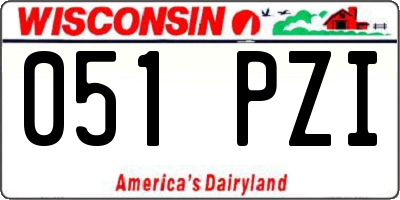 WI license plate 051PZI
