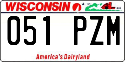 WI license plate 051PZM
