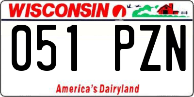 WI license plate 051PZN