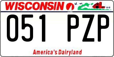 WI license plate 051PZP