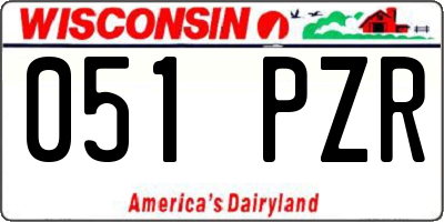 WI license plate 051PZR