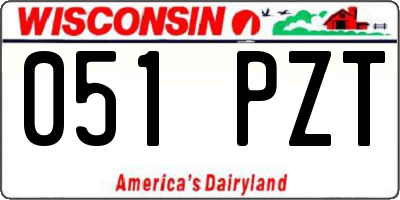 WI license plate 051PZT