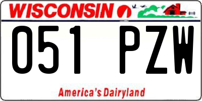WI license plate 051PZW