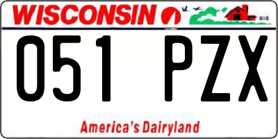 WI license plate 051PZX