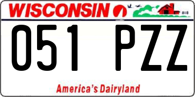 WI license plate 051PZZ