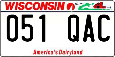 WI license plate 051QAC