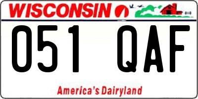 WI license plate 051QAF