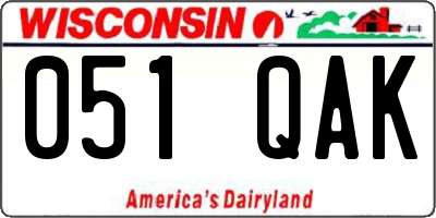 WI license plate 051QAK