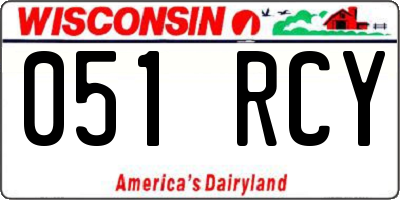 WI license plate 051RCY