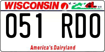 WI license plate 051RDO