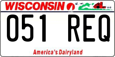 WI license plate 051REQ
