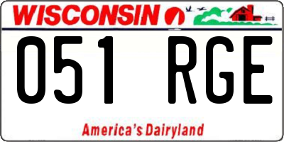 WI license plate 051RGE