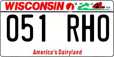 WI license plate 051RHO