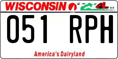 WI license plate 051RPH