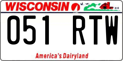 WI license plate 051RTW