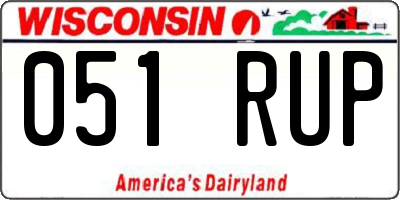 WI license plate 051RUP