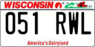 WI license plate 051RWL