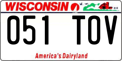 WI license plate 051TOV