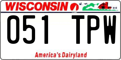 WI license plate 051TPW