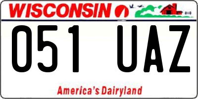 WI license plate 051UAZ