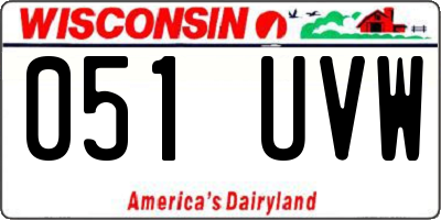 WI license plate 051UVW