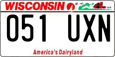 WI license plate 051UXN
