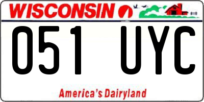 WI license plate 051UYC