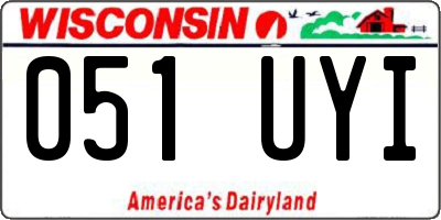 WI license plate 051UYI