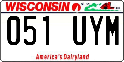WI license plate 051UYM