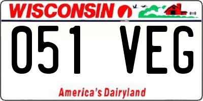 WI license plate 051VEG