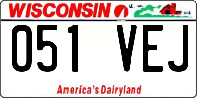 WI license plate 051VEJ