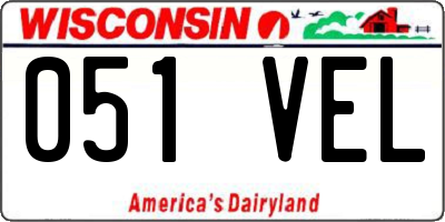 WI license plate 051VEL