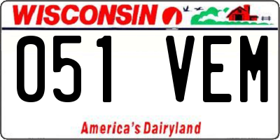 WI license plate 051VEM