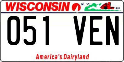 WI license plate 051VEN