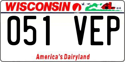 WI license plate 051VEP