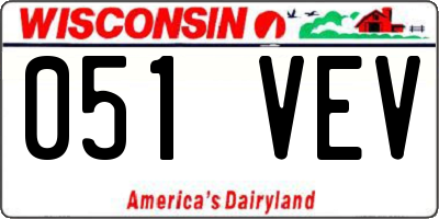 WI license plate 051VEV