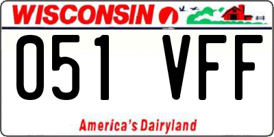 WI license plate 051VFF