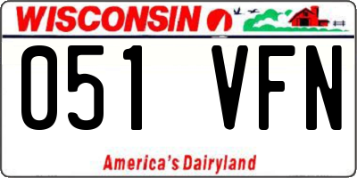 WI license plate 051VFN