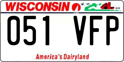 WI license plate 051VFP