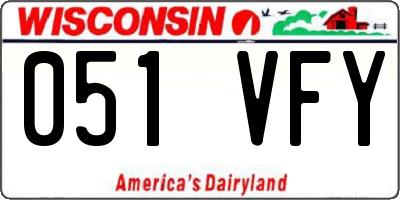 WI license plate 051VFY