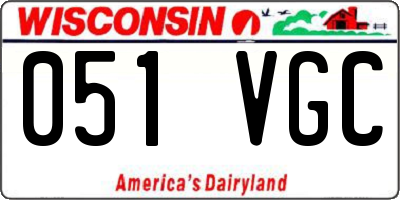 WI license plate 051VGC