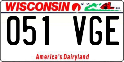WI license plate 051VGE