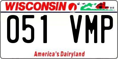 WI license plate 051VMP