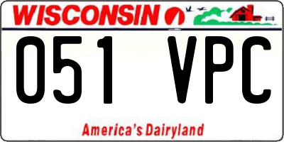 WI license plate 051VPC