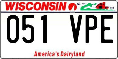WI license plate 051VPE