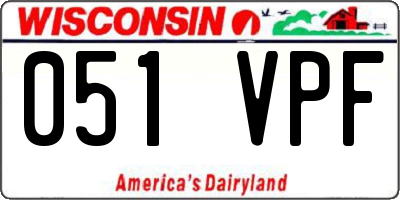 WI license plate 051VPF