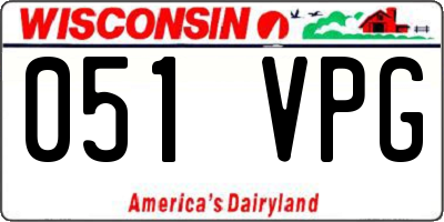 WI license plate 051VPG