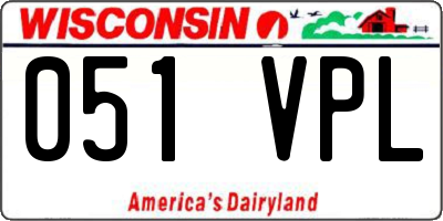 WI license plate 051VPL